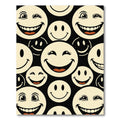 Retro Black and Cream Smiling Faces Rug