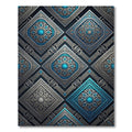 Celestial Blue Geometric Diamond Medallion Rug