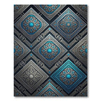 Celestial Blue Geometric Diamond Medallion Rug