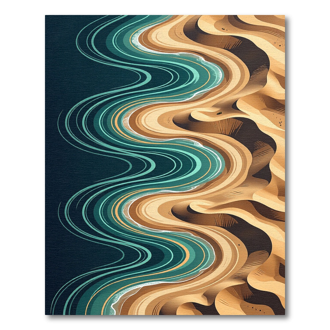 Teal Waves Sand Dune Landscape Rug