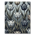 Dark Gray White Tulip Floral Arrangement Rug