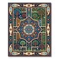 Midnight Blue Botanical Floral Star Medallion Rug