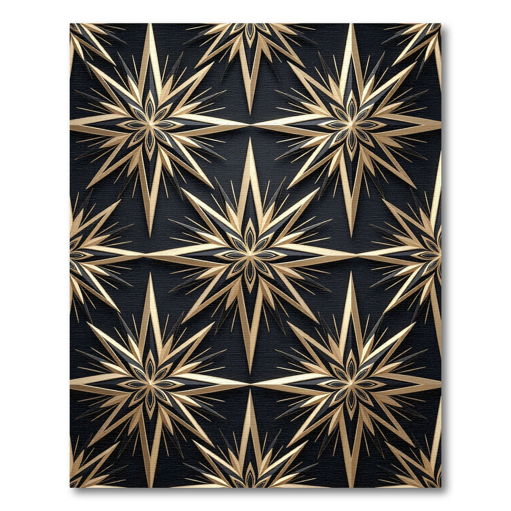 Luxurious Gold Celestial Star Geometric Rug
