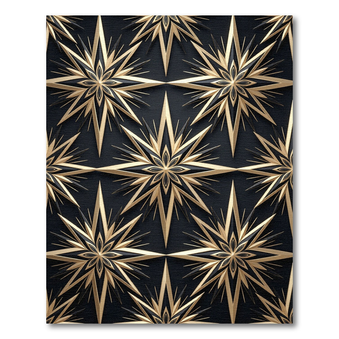 Luxurious Gold Celestial Star Geometric Rug