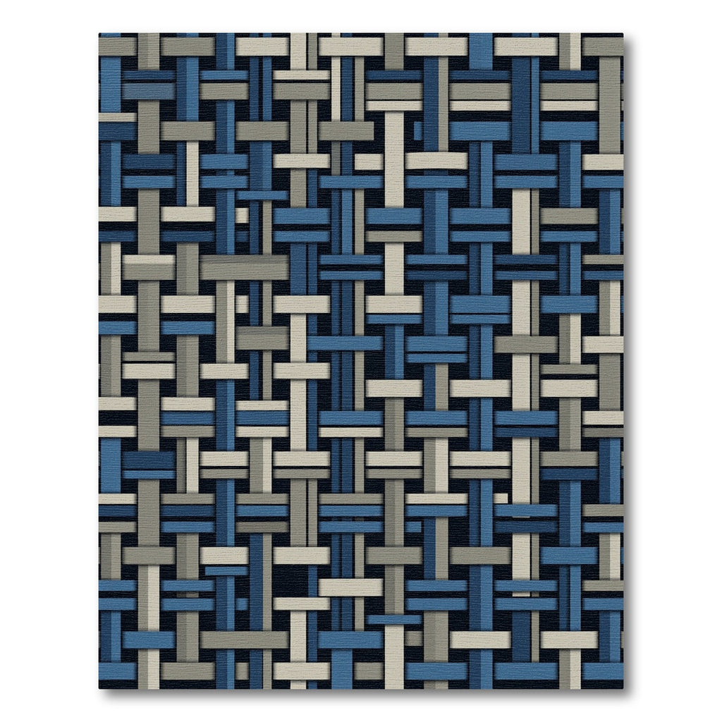 Navy and Beige Woven Grid Texture Rug