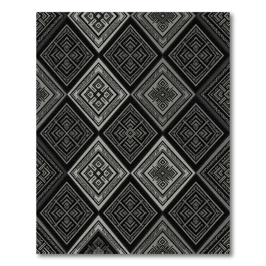 Geometric Black Diamond Tribal Rug
