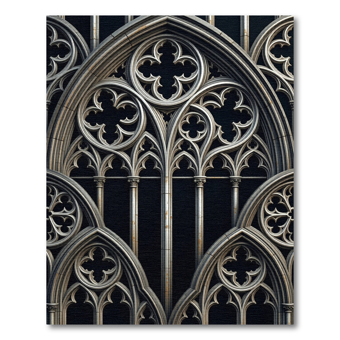 Monochromatic Gothic Arch Stone Trellis Rug