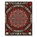 Crimson Floral Starburst Medallion Rug