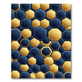 Modern Navy and Golden Hexagon Geometric Rug