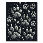 Grayscale Fierce Paw Print Scatter Rug