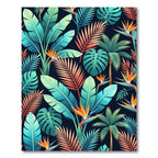 Bold Tropical Leaf and Bird of Paradise Rug