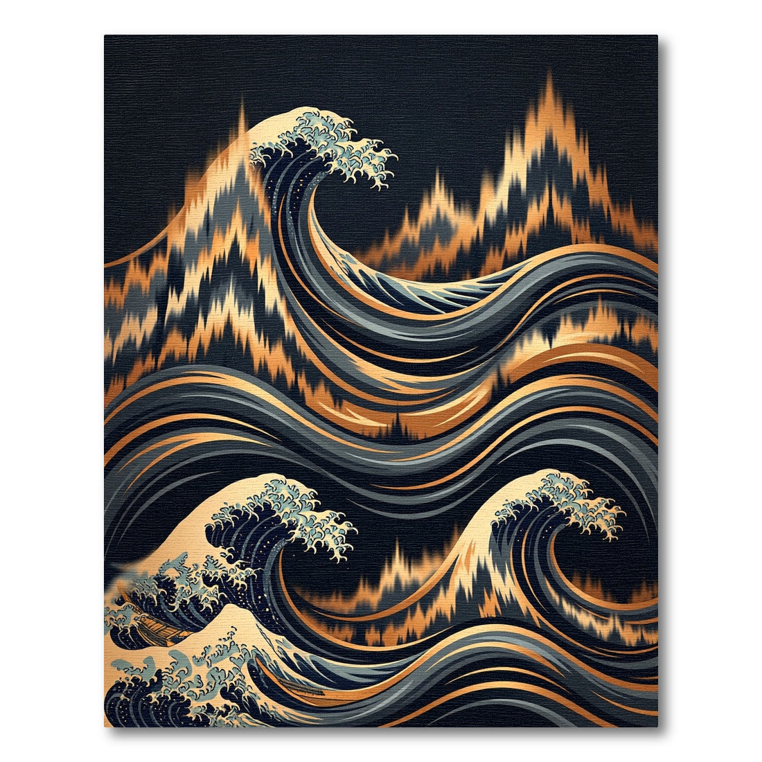 Bold Gold Abstract Wave Composition Rug