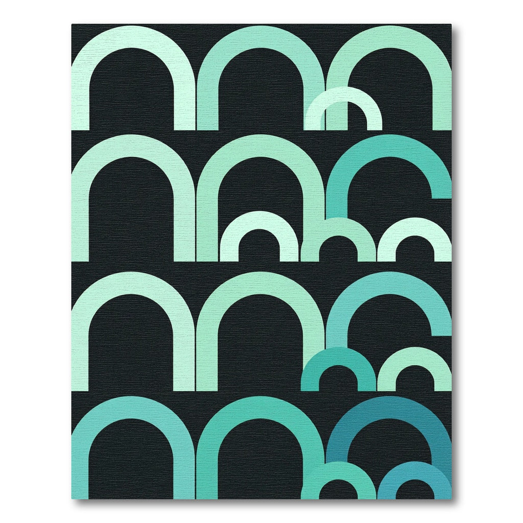 Contemporary Mint Teal Layered Archscape Rug