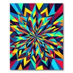 Vibrant Geometric Radiant Multicolored Kaleidoscope Rug