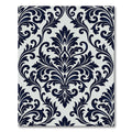 Navy Blue Damask Scroll Floral Art Rug