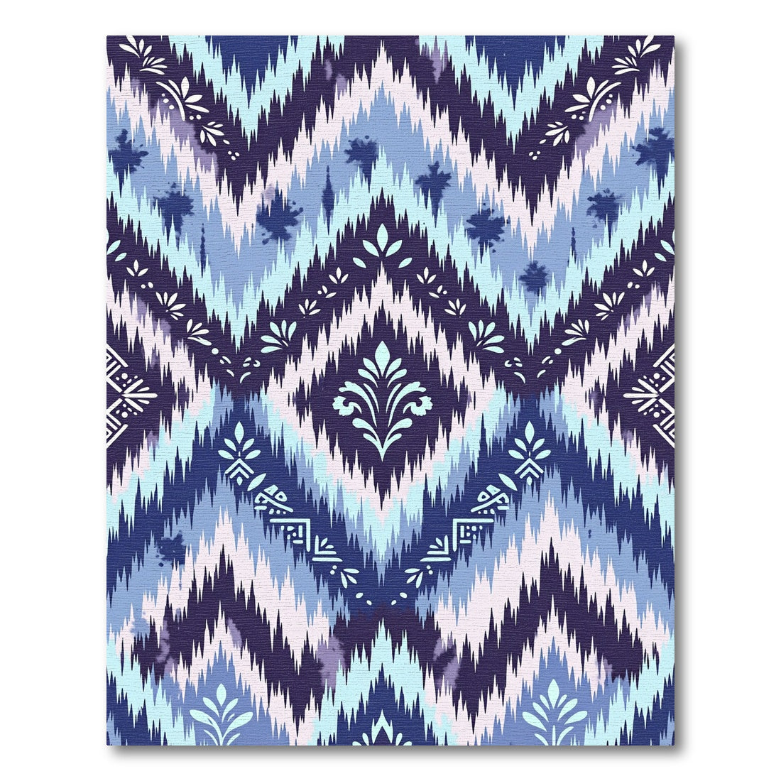 Ikat Blue Lily Chevron Medallion Rug