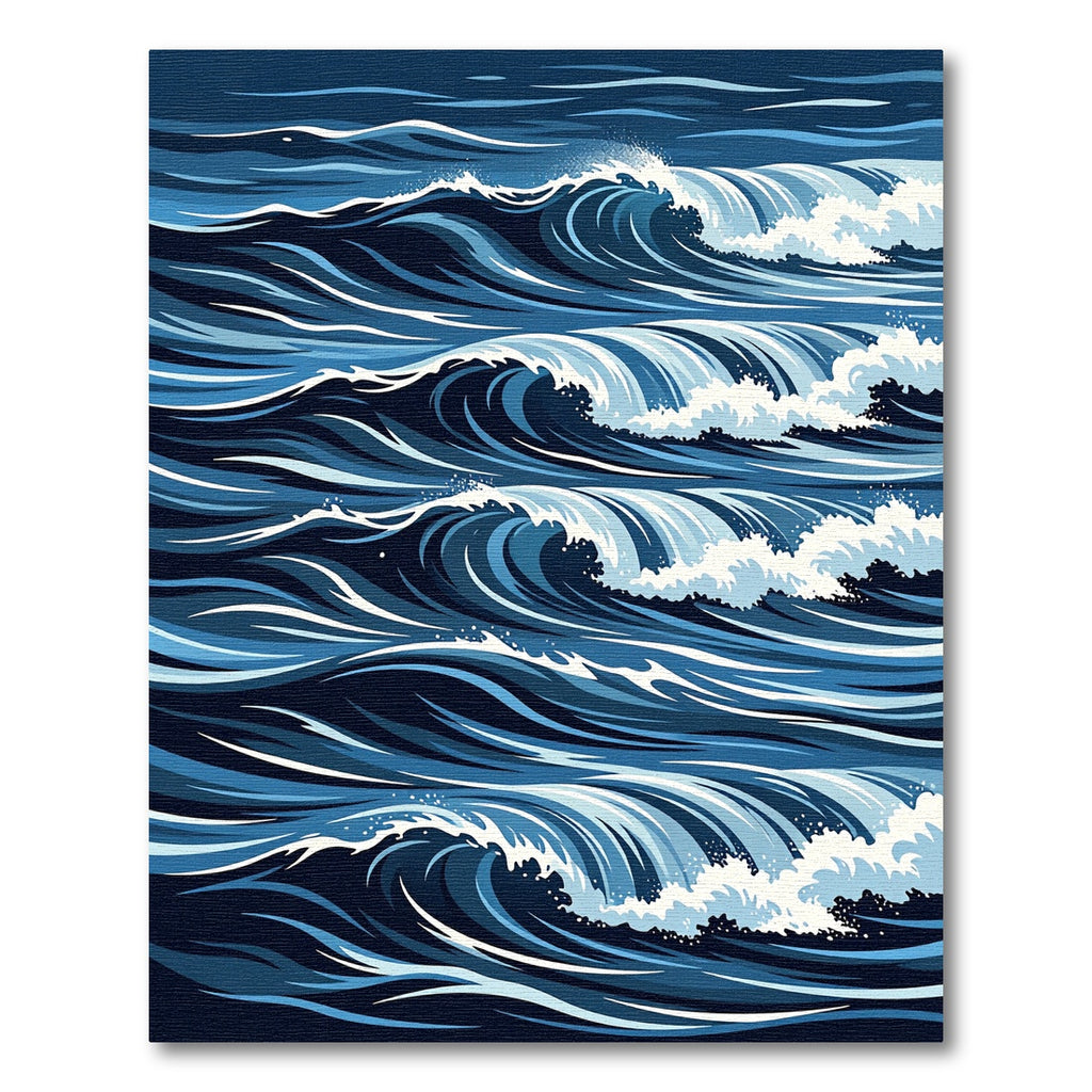 Deep Navy Minimalist Artistic Ocean Waves Rug