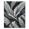 Monochrome Tropical Feather Leaf Illustration Rug