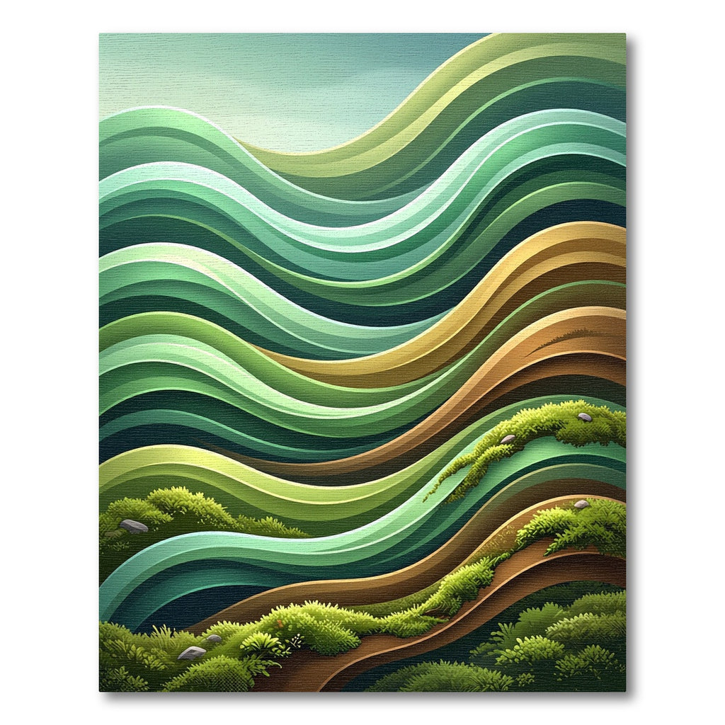 Verdant Wavy Landscape Composition Rug
