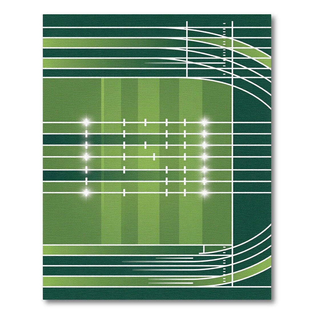 Modern Green Athletic Stadium Grid Rug