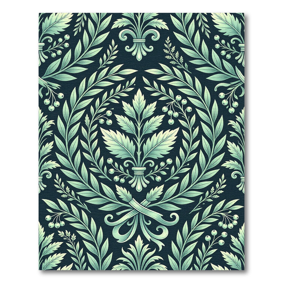 Seafoam Green Laurel Berry Emblem Rug