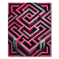Modern Crimson Teal Geometric Labyrinth Rug