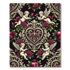 Baroque Cherub Rose Pomegranate Medallion Rug