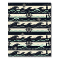 Nautical Black and Cream Wave Compass Rug