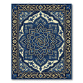 Midnight Blue Elaborate Floral Medallion Rug