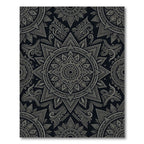 Ornate Black Silver Mandala Starburst Rug