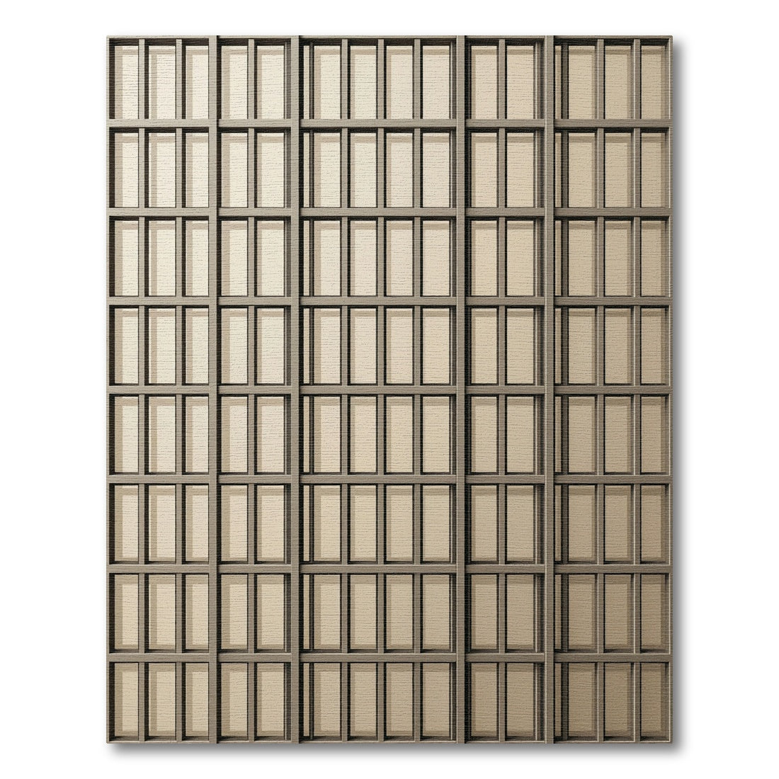 Neutral Beige Rectangular Grid Rug