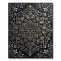 Ornate Black Golden Floral Medallion Rug