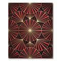 Crimson Gold Sunburst Fan Arrangement Rug