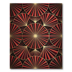 Crimson Gold Sunburst Fan Arrangement Rug