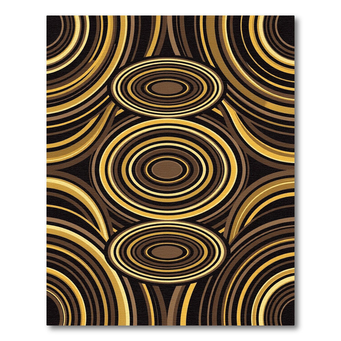Ochre Brown Concentric Ovals Rug