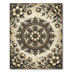 Vintage Cream Floral Medallion Scroll Rug