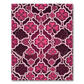 Magenta Floral Clover Geometric Trellis Rug