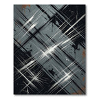 Modern Charcoal Abstract Crosshatch Art Rug