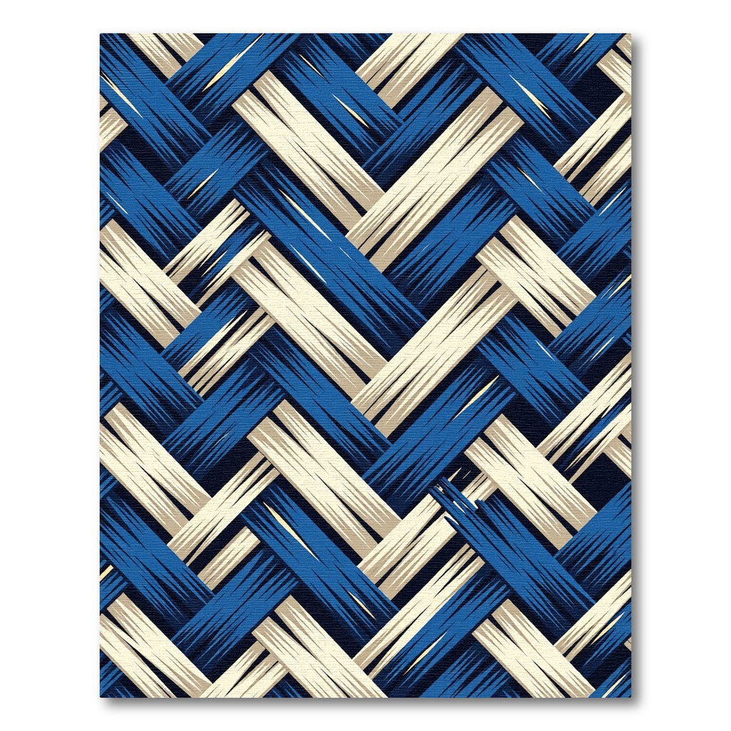 Navy and Cream Interlocking Woven Texture Rug