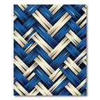 Navy and Cream Interlocking Woven Texture Rug