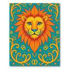 Bright Orange Lion Teal Graphic Rug