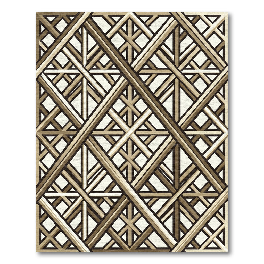 Geometric Bronze Interlocking Lattice Art Rug