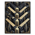 Art Deco Black Gold Geometric Staircase Rug