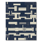 Modern Navy and Cream Woven Grid Rug