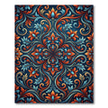 Intricate Floral Swirl Indigo Red Rug