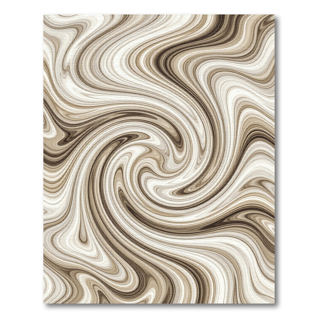 Cream and Mocha Abstract Swirl Rug