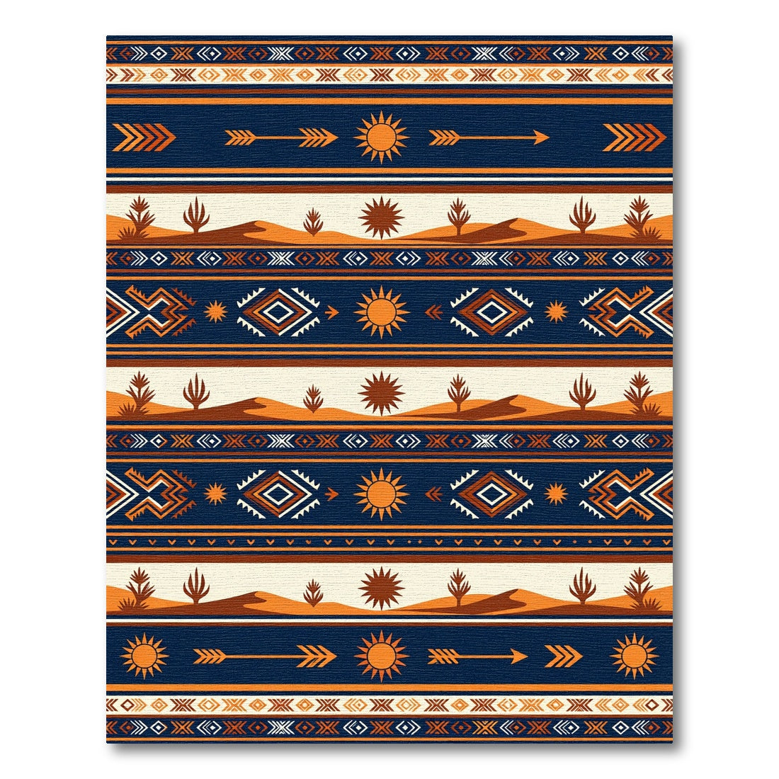 Southwestern Desert Sun Striped Geo Rug