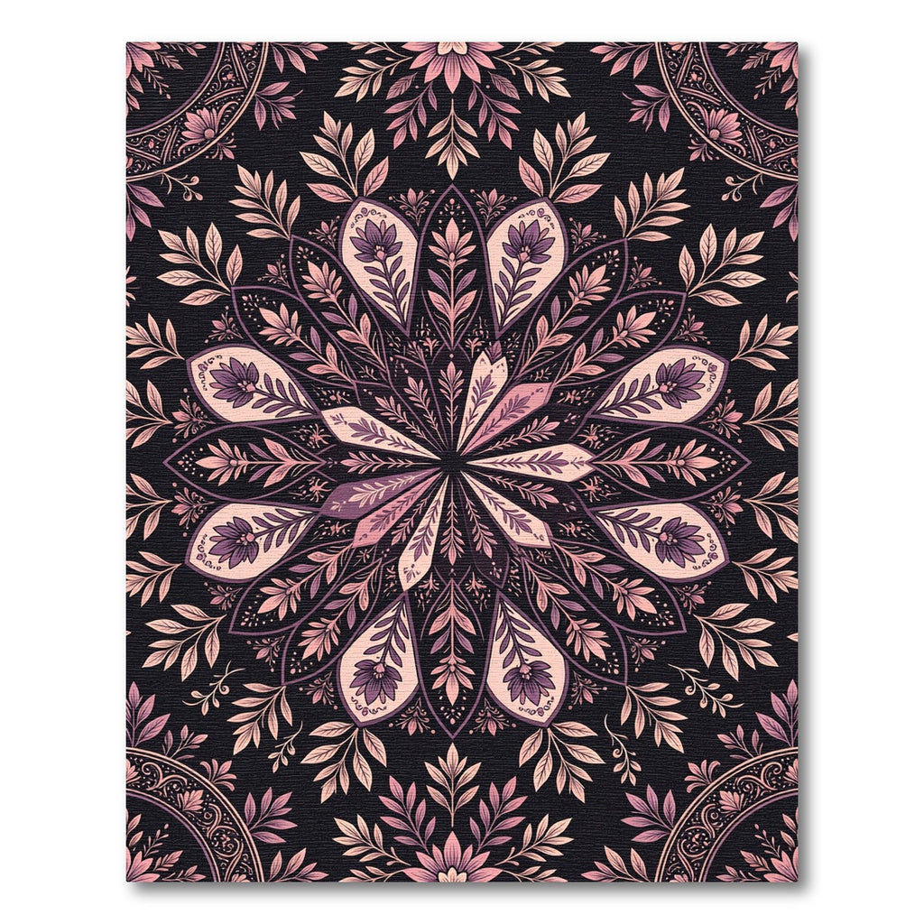 Floral Mandala In Blush And Plum Rug