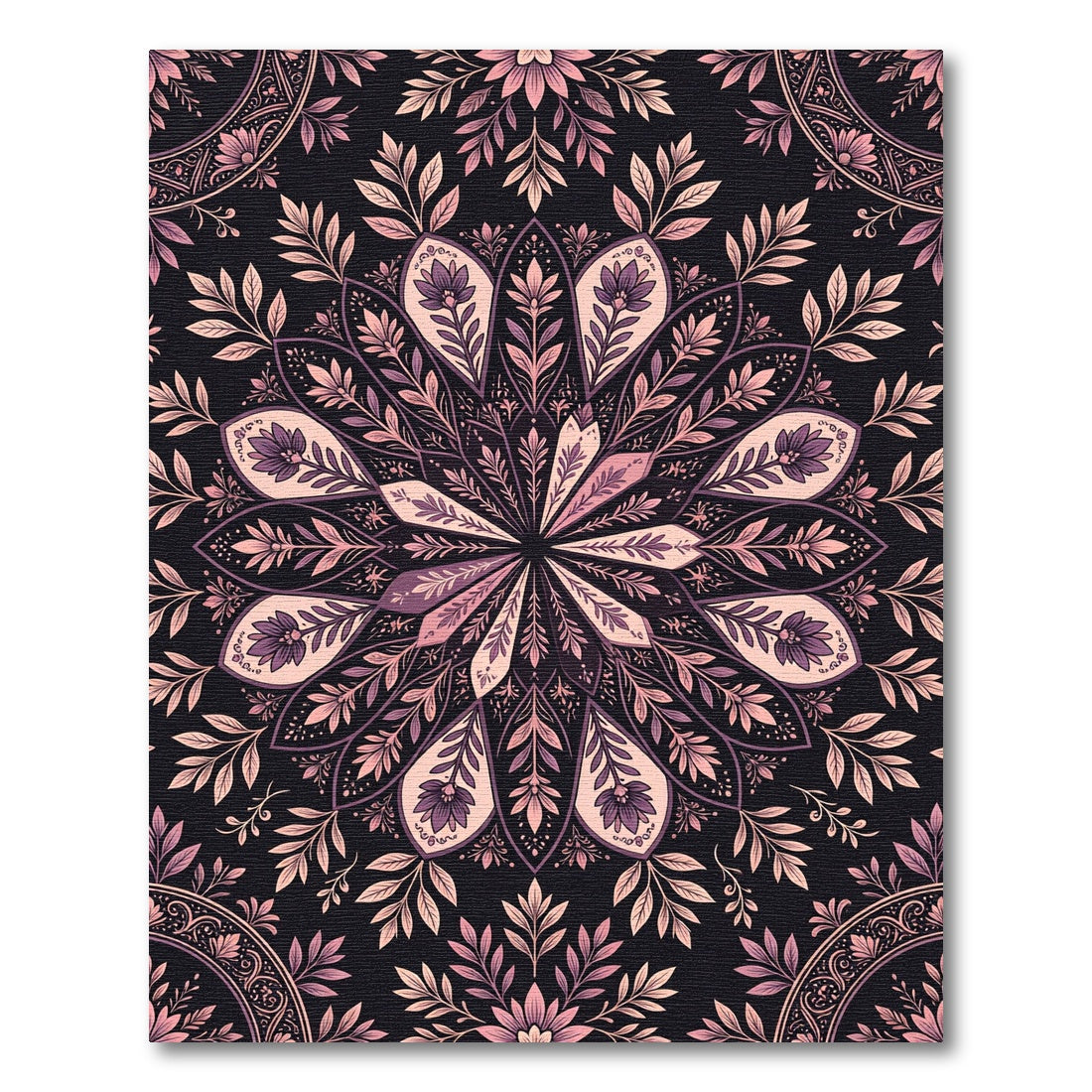 Floral Mandala In Blush And Plum Rug