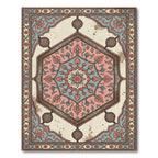 Vintage Dusty Rose Hexagon Floral Medallion Rug